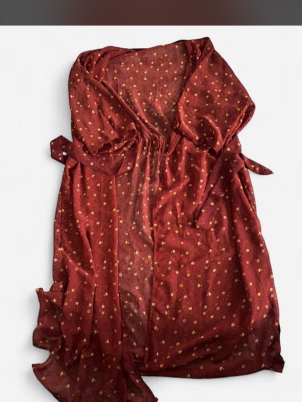 Women's Burgundy cardigan with yellow flowers